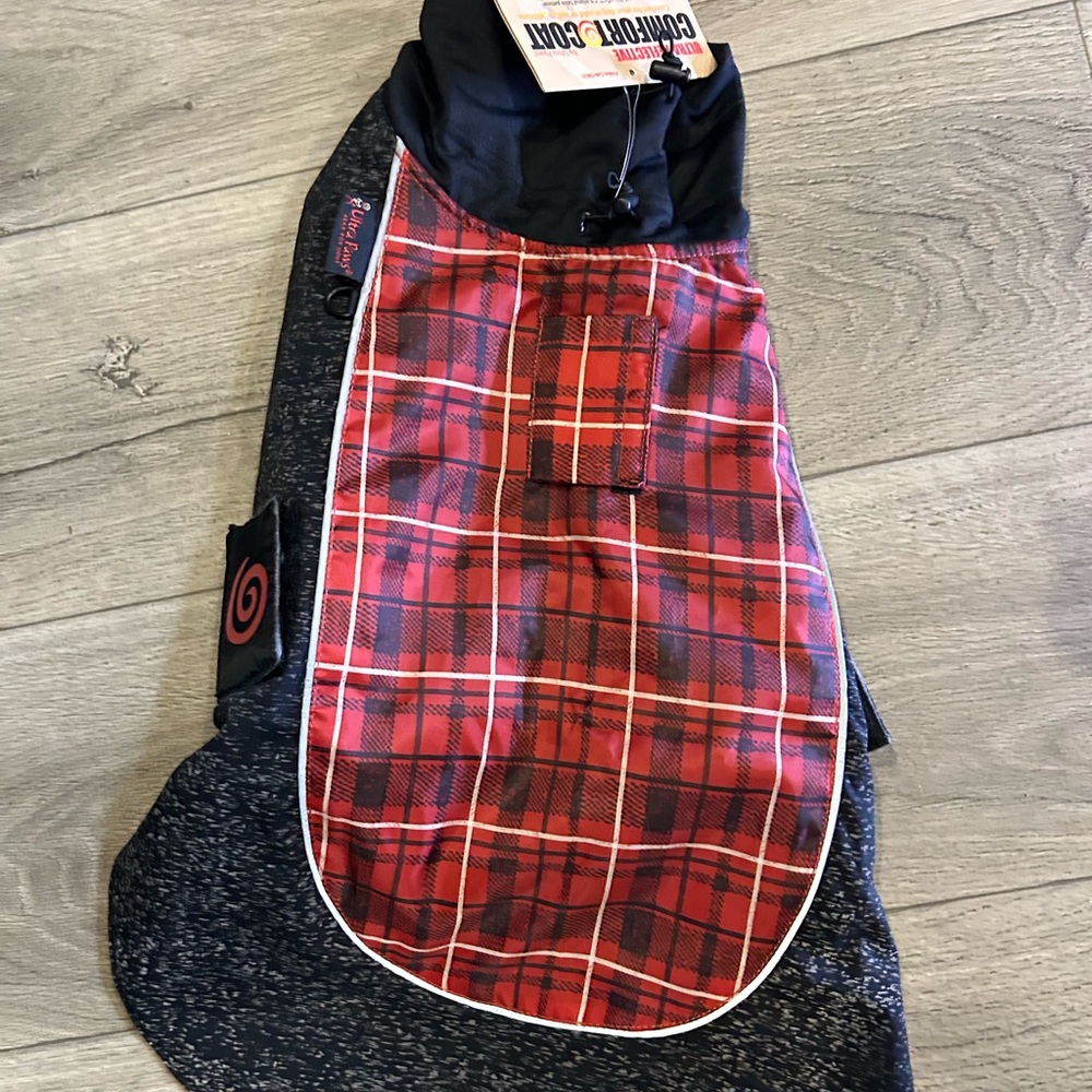 Red and Black Plaid Dog Jacket size small